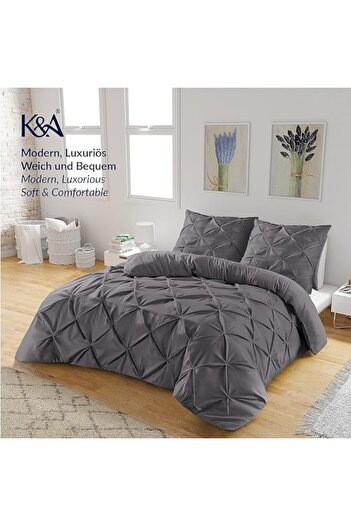 OEM Bed linen set, Microfiber, 200x200 cm / 80x80 cm, Gray