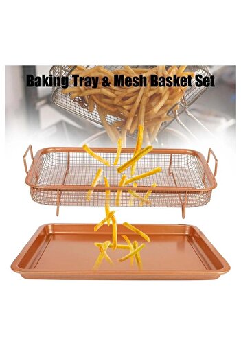 Hope Morla Copper Crisper Non-Stick Oven Baking Tray with Mesh Crisping Basket