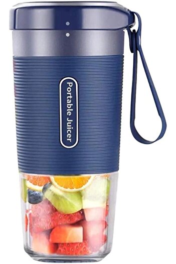 Türkiye USB Charging Blender Cup – Portable Juicer & Mixer Bottle, 500ml, Navy Blue