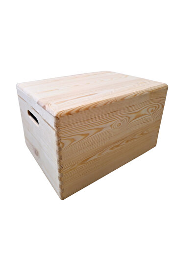 OEM Wooden box with lid and side handles, 40x30x23 cm, pine, , reusable, storage