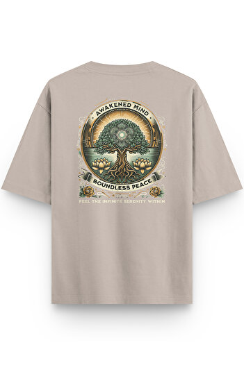 Overoz Μπλουζάκι Tree Of Life Tree Of Life με τύπωμα Semi oversized Stone Color 1399