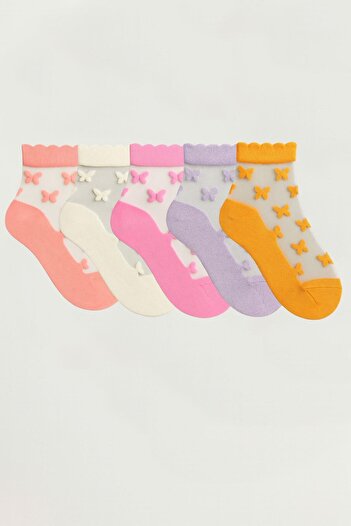 COTENCONCEPT 5 Pairs of Patterned Tulle Socks