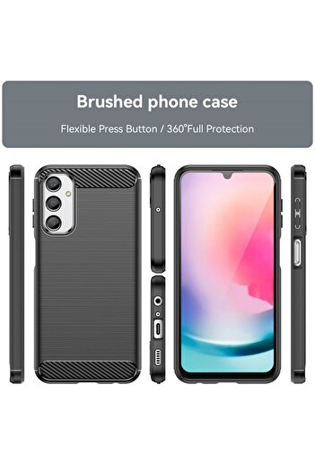 Bibilel Samsung Galaxy A24 Case, Techsuit Carbon Silicone, Black