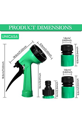 RADIOTRONICS UNICASA 15-Meter Expandable Garden Hose Set with Thread Connectors and Sprayer