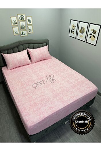 Çetinhome Elastic Fabric Double and Oversized Sheet Set - Shadow Powder