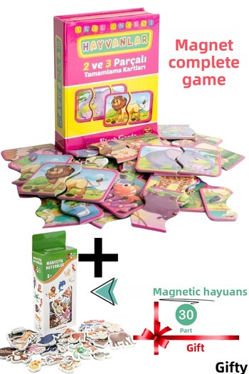 giffy Toy 2-3 Piece Completion Cards Animals Puzzle Jigsaw Puzzle and Magnetic Animal Set 🎁