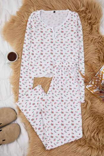 Trendyol Collection White-Multicolor Cotton Polyester Floral Lace Detailed Camisole Knitted Pajama Set Thmaw26Pt00217