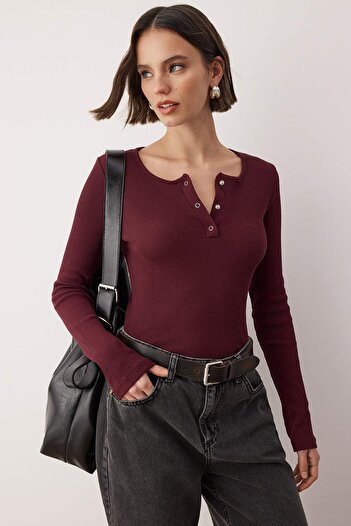 Trendyol Collection Burgundy*001 Knitted Blouse Twoaw25Bz00080