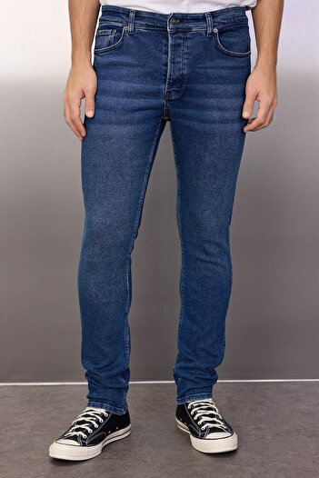 Trendyol Collection Джинси Indigo Skinny Fit з еластичної тканини Джинси вузької посадки TMNAW23JE00047