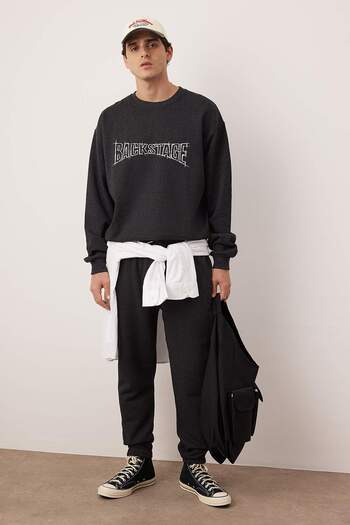 Trendyol Collection Anthracite Color Oversize Σετ αθλητικές φόρμες - Tmnaw25em00009