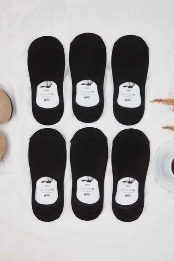 Trendyol Collection Black 6 Pairs Anti-Slip Heel Comfort Model Non-Slip Silicone Heel Cotton Ballet Socks Tmnaw26Co00001