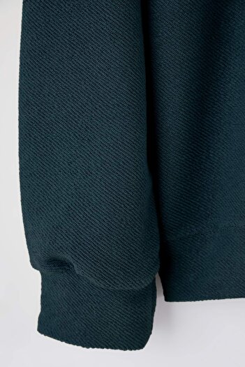 Trendyol Collection Πράσινο νέο φούτερ με γιακά πόλο με χοντρό κούμπωμα TMNAW26SW00051