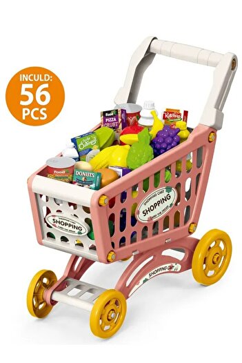 Toybox Role Play Market Shopping Cart Toy Set 56 Pcs-Pink
