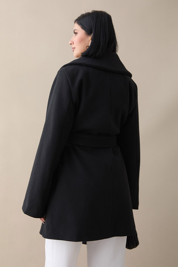InStyle Button Detailed Lined Black Short Coat