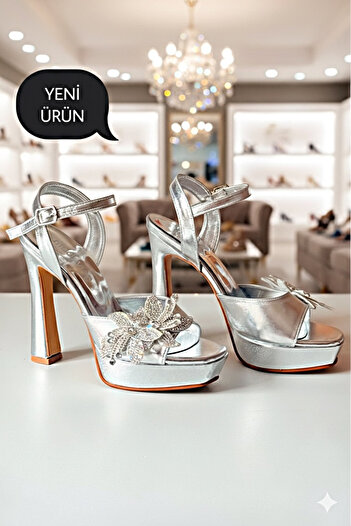 Modavien Women's 13 cm Platform Silver Stone Shoes
