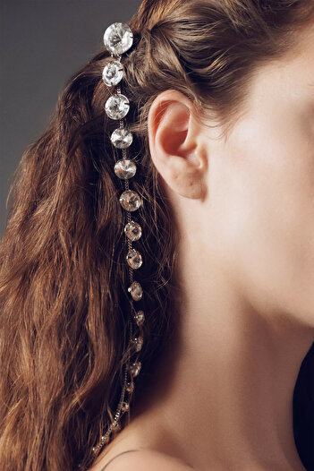 New Obsessions White Jewelled Long Women's Hair Accessory - Tm-1520