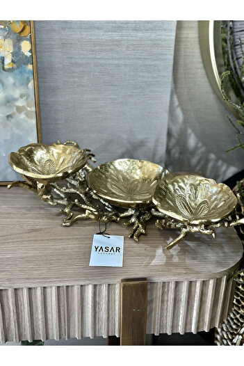 YASAR CONCEPT Marivon Metal Triple Snack Bowl