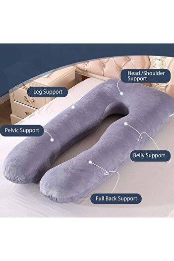 COOYA U Shape Pregnancy Pillows,Maternity Full Body Pillow With Zipper Removable Cover,Crystal Velvet