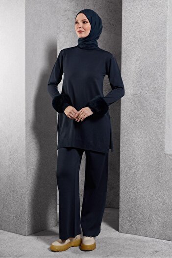 Alvina Knitwear Set 44950 - Fur Detailed Trousers