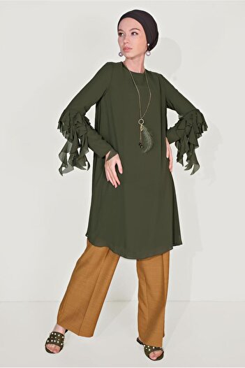 Alvina Chiffon Tunic with Rush Sleeves Detail 4257