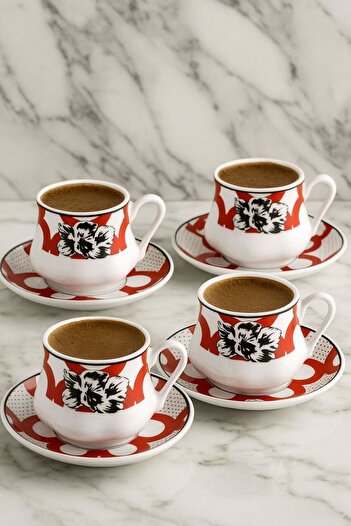 Kosova Porcelain Maximo Red 6-Piece Green Cup Set 311-2