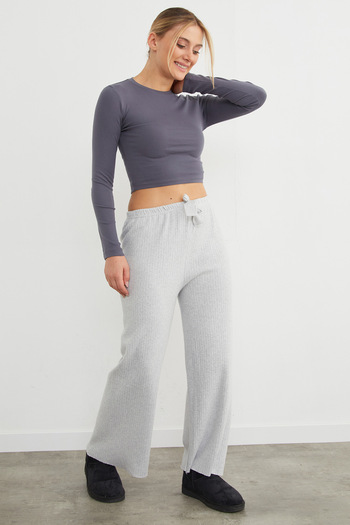 Fulla Moda Corded Basic Trousers with Elastic Waist