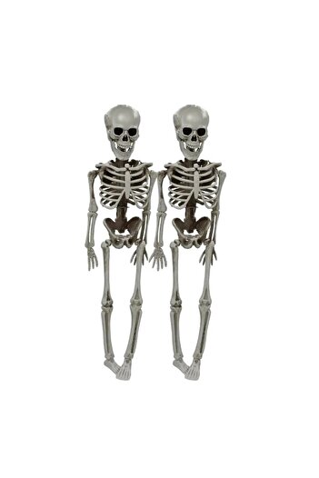 Dlishka Set de 2 decorațiuni de Halloween Dlishka, model schelet, plastic, alb, 40 cm