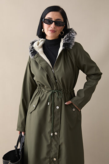 InStyle Furry Inside Fleece Long Coat 2002 - Khaki