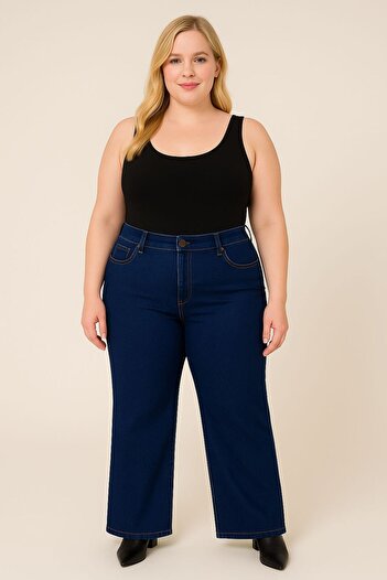 ELONİ New Season - Premium Super Battal High Waist Flexible/Lycra Wide Leg Denim Pants