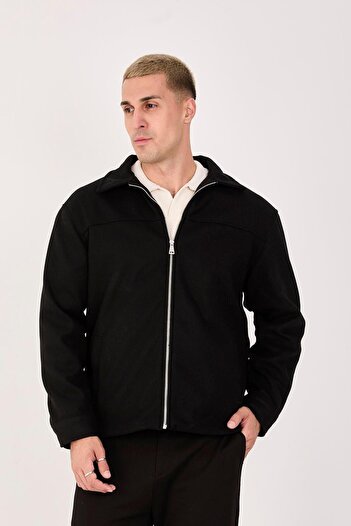 Store Men's Cashmere Shirt Collar Jacket Zippered Stylish Coat