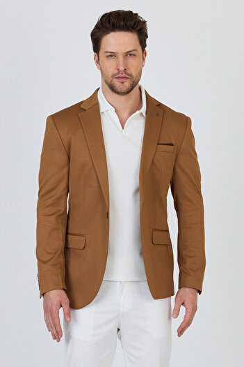 Frappoli Ferico Men's Mustard Polyviscon Fabric Slim Fit Blazer Jacket