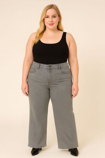 ELONİ New Season - Premium Super Battal High Waist Flexible/Lycra Wide Leg Denim Pants
