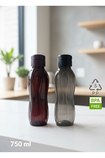Jet's Home Drinking Bottle Set Pp-5 Bpa Free Leakproof 2-Piece Odorless Office-Sports-School Water Bottle Black Claret Red 750 ml