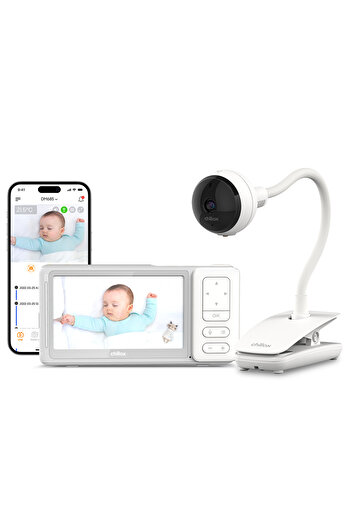 Chillax جهاز مراقبة الأطفال ChillaxBaby مقاس 5 بوصات مع وضعين للفيديو بدقة 1080 بكسل عالية الوضوح بزاوية 360 درجة، مع كاميرا مرنة للتحكم عبر التطبيق