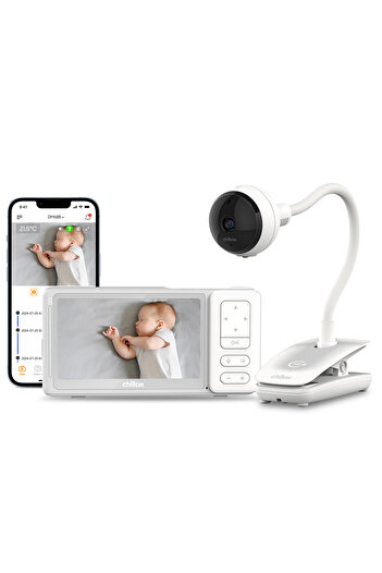 Chillax جهاز مراقبة الأطفال ChillaxBaby مقاس 5 بوصات مع وضعين، بدقة 1080 بكسل عالية الوضوح، كاميرا محمولة قابلة لإعادة الشحن، رؤية بزاوية 360 درجة