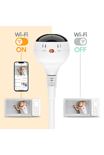 Chillax جهاز مراقبة الأطفال ChillaxBaby مقاس 5 بوصات مع وضعين، بدقة 1080 بكسل عالية الوضوح، كاميرا محمولة قابلة لإعادة الشحن، رؤية بزاوية 360 درجة