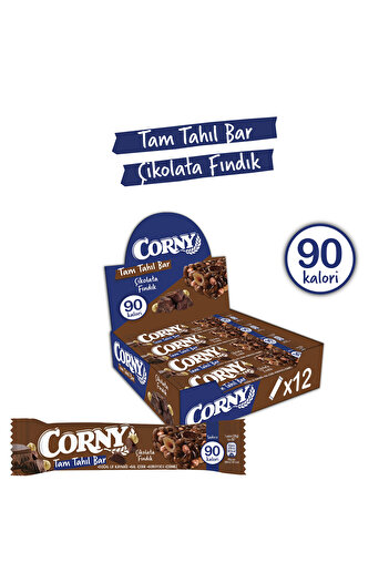 CORNY Tahıl Bar Çikolata - Fındık 20 g x 12 Adet