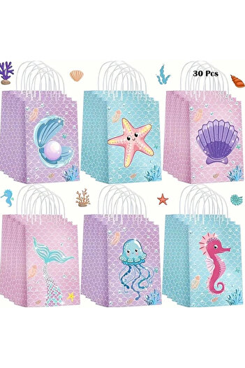 Store Mermaid Themed Party Gift Bag Set - 15 Pieces