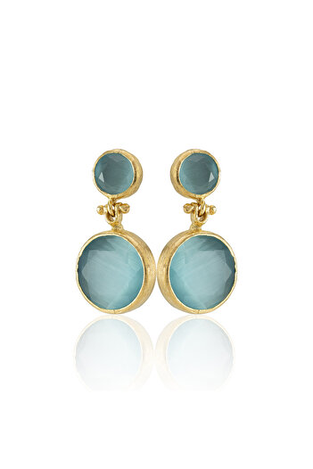 Design by Kadir Kadir Jewellery 22 Ayar Altın Kaplama Kadın Taşlı Küpe -El İşçiliği Ve Hipoalerjenik Küpe