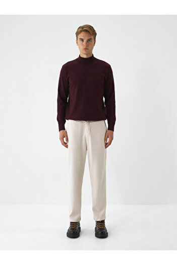 Xint Erkek Bej Lüks Dokulu Soft Kadife Slim Fit Sweat Pantolon