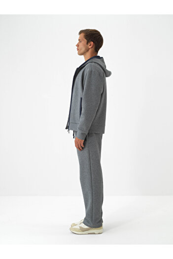 Xint Erkek Gri Pamuk Dokulu Oversize Sweat Pantolon