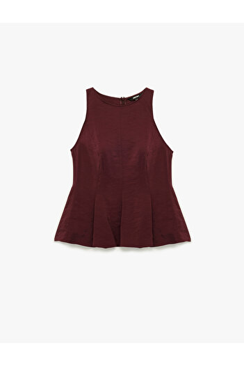 Koton Slim Fit Sleeveless Crew Neck Modal Fabric Peplum Blouse