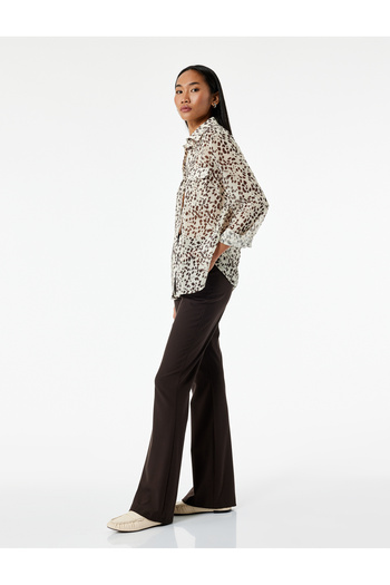 Koton Cămașă din șifon cu mâneci lungi și model leopard cu buzunare