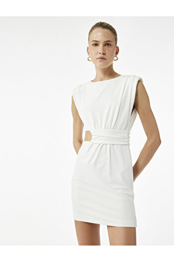 Koton Sleeveless Crew Neck Slim Fit Window Detail Bodycon Mini Dress
