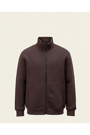 Valiberta Marcel Regular Fit Світшот з застібкою-блискавкою, кишенями та трьома шнурками - Кава