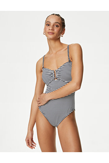 Marks & Spencer Regular Fit Çizgili Bandeau Mayo