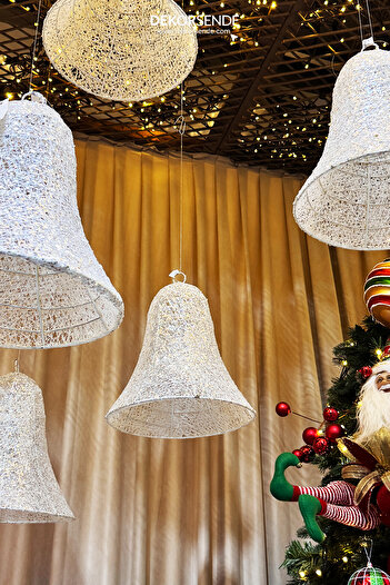 Dekorsende Christmas Ornament 3D Glitter Wire Bell White 30 cm