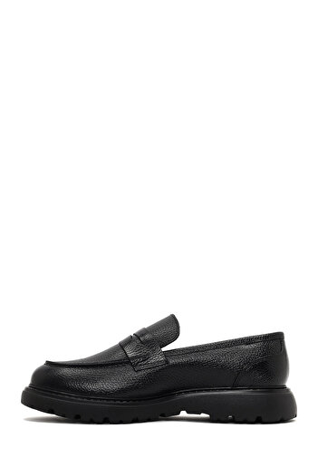 Derimod Men's Black Thick Sole Leather Loafer, Winter Shoes 25Wfd8200Ft