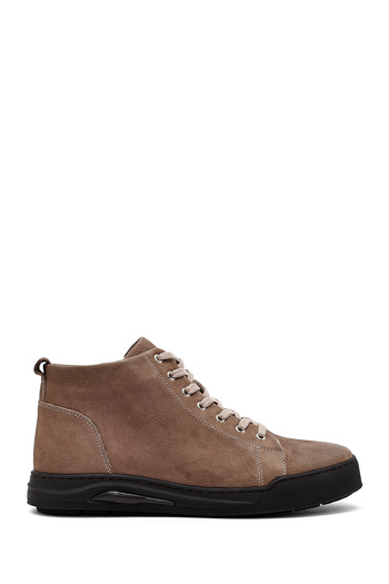 Derimod Men's Beige Zippered Nubuck Leather Sports Boots 25Wfd7606V3