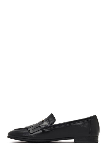 Derimod Women's Black Buckle Leather Loafer, Winter Shoes 25Afd380418